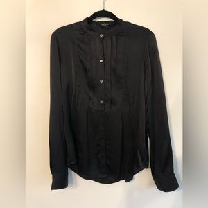Theory Silk black button down blouse